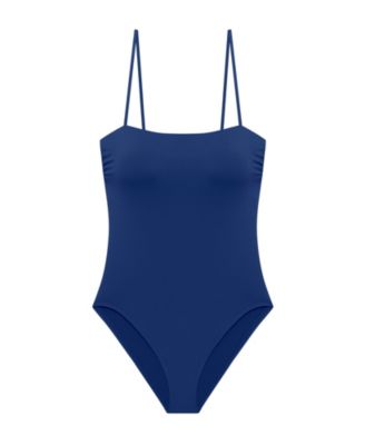Women's Blue Saturn Square Neck Lingerie One-Piece Swimsuit