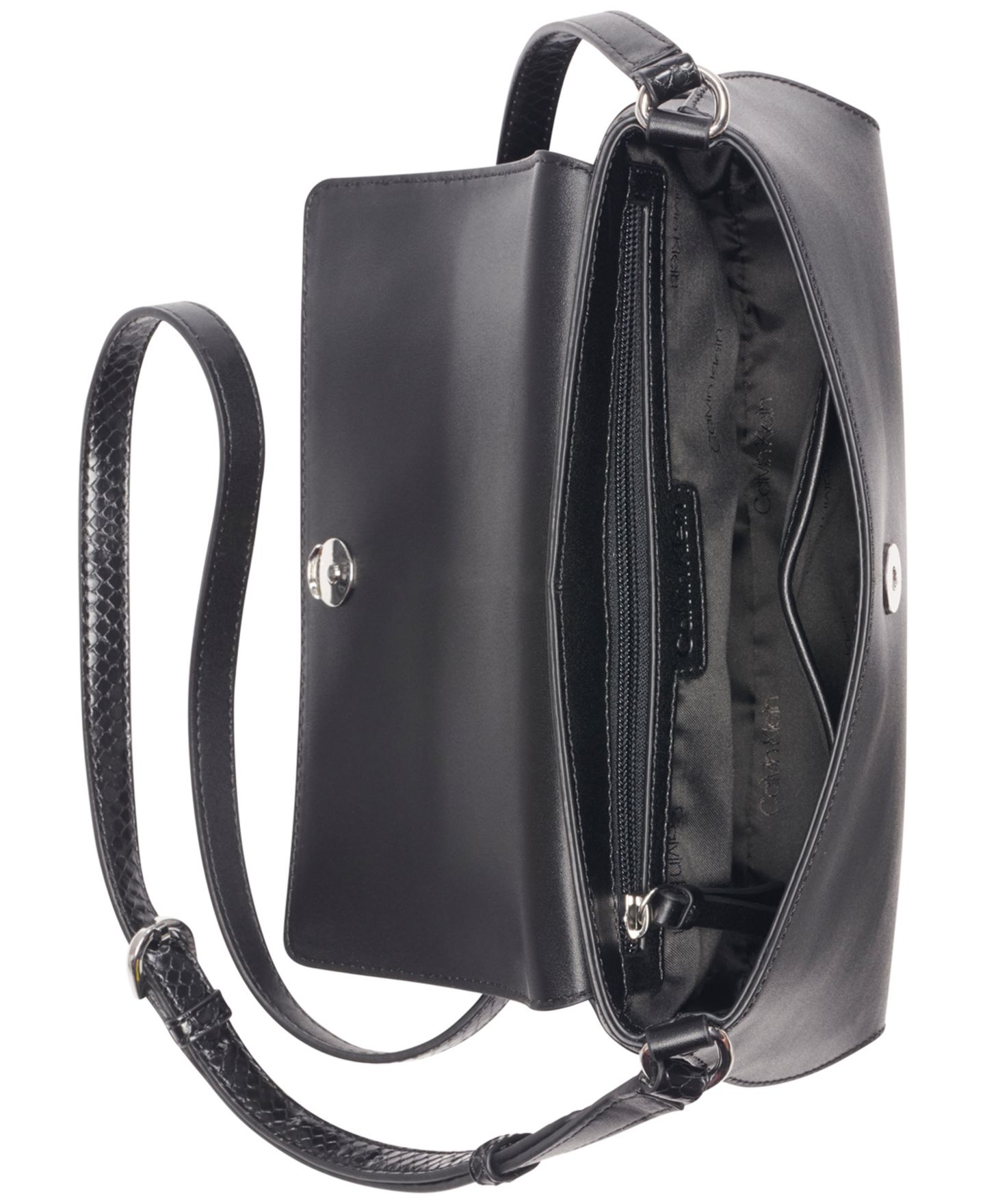 Женская сумка Calvin Klein Annalise Adjustable Belted Crossbody, цвет: Чёрный / Серебряный — фото 4