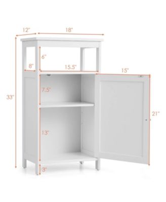 Wood Bathroom Floor Cabinet with Multi-Storage Rack Organizer