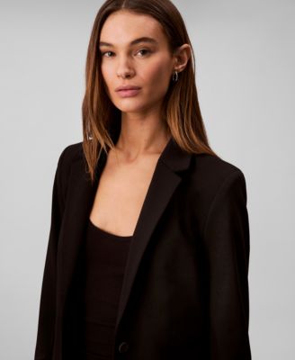 Women's Notch Lapel Collar Ponte Slim Blazer