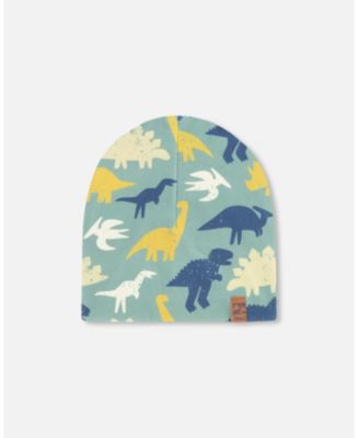 Boy Stretch Jersey Beanie Green Dinosaur Print - Toddler|Child