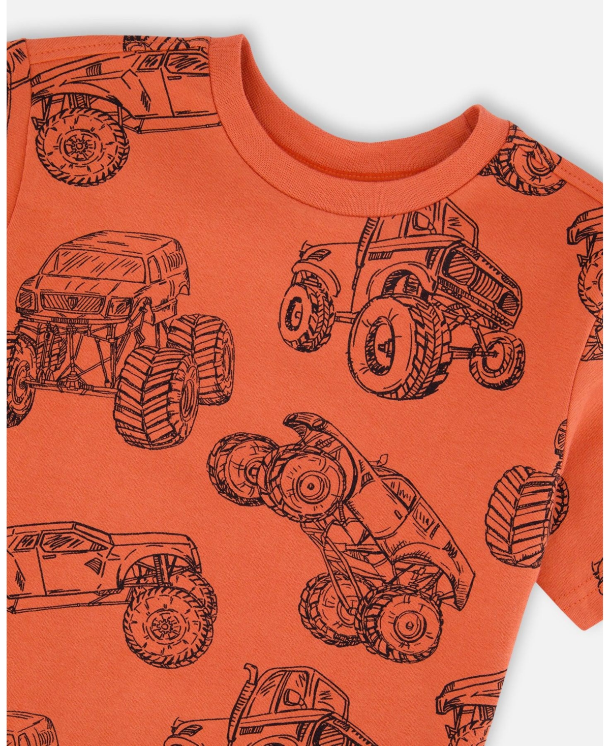 Deux par Big Boys Cotton Jersey T-Shirt Printed Trucks