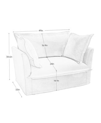 Set of 2 Armchair with Removable Cushions, Single Seat Couch Sofa, Deep Seat Accent Chair Set with 2 Large Pillows