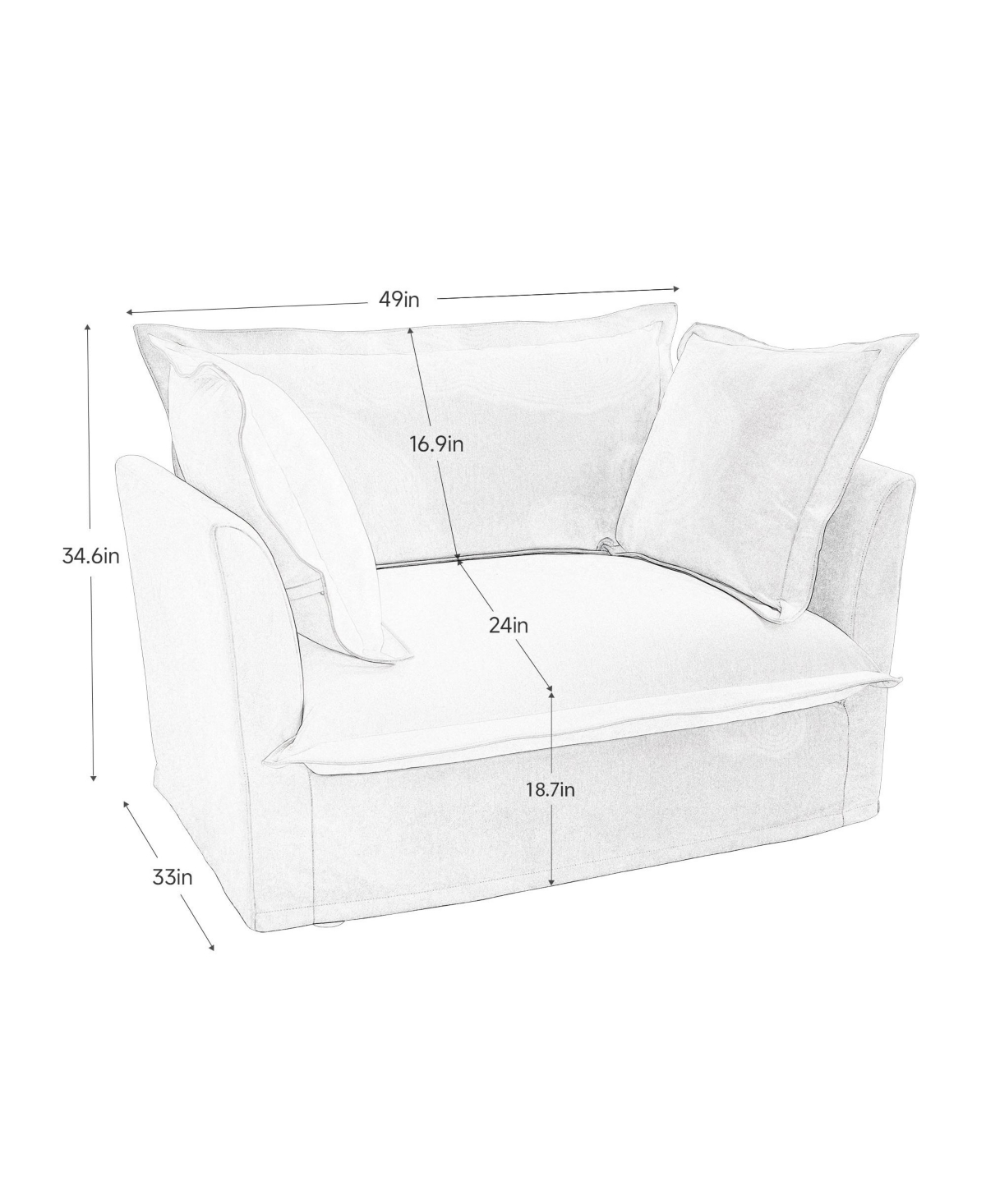 Boyel Living Set of 2 Armchair with Removable Cushions, Single Seat Couch Sofa, Deep Accent Chair Large Pillows