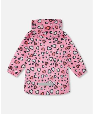 Toddler Girls Rain Jacket in Polyurethane Pink Heart Print