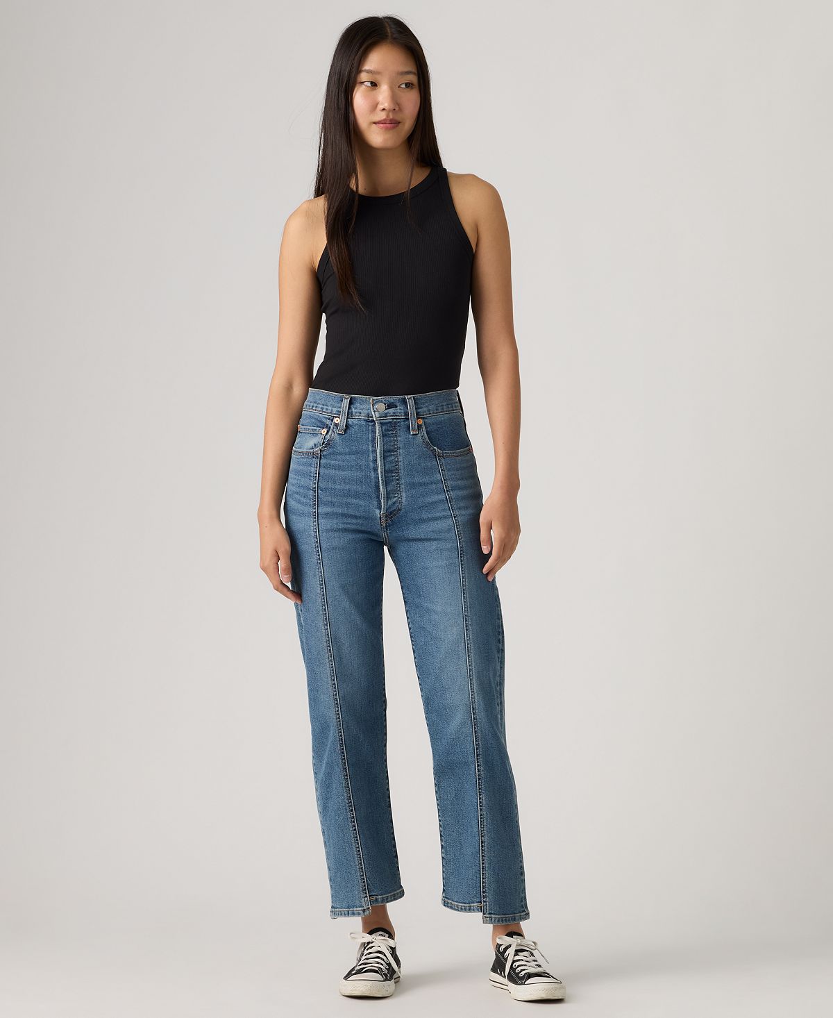 Levi's Women's Ribcage Seamed High-Rise Straight Ankle Jeans view 1 — MAYCSS fashion products