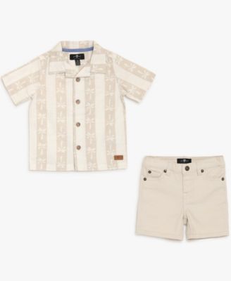 Baby Boys' Button-Down Shirt and Twill Shorts, 2-Piece Set