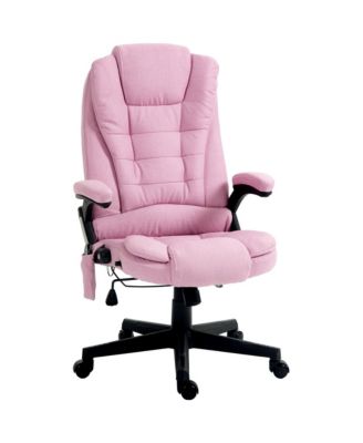 6 Point Vibrating Massage Office Chair with Heat Linen High Back Executive Recliner