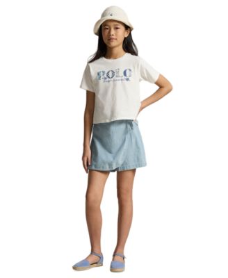 Girls' 7-16 Indigo Chambray Wrap Skort