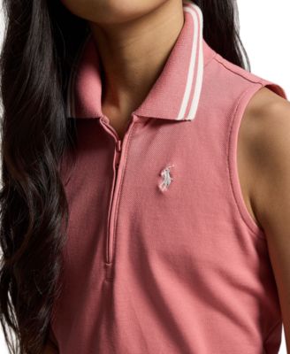 Girls' 7-16 Stretch Mesh Half-Zip Boxy Polo Shirt