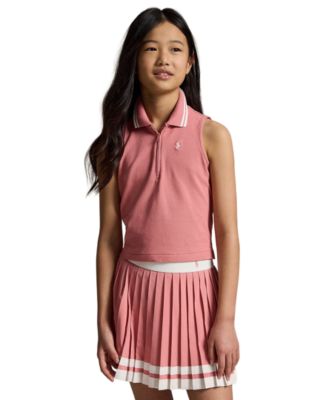 Girls' 7-16 Stretch Mesh Half-Zip Boxy Polo Shirt