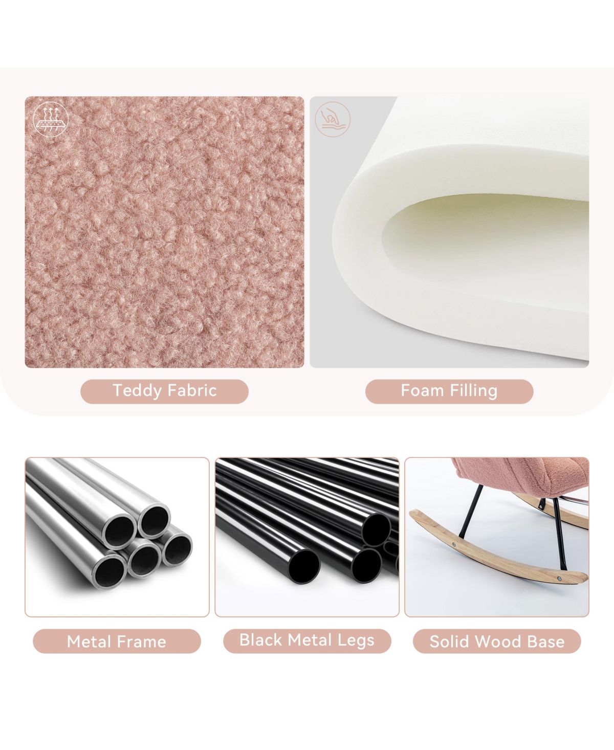 Boyel Living Modern Rocking Chair, Leisure Sofa Glider Chair, Comfy Accent Chair, Lounge Chair with High Backrest