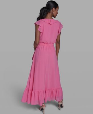 Women's V-Neck Ruffle Trim Dress