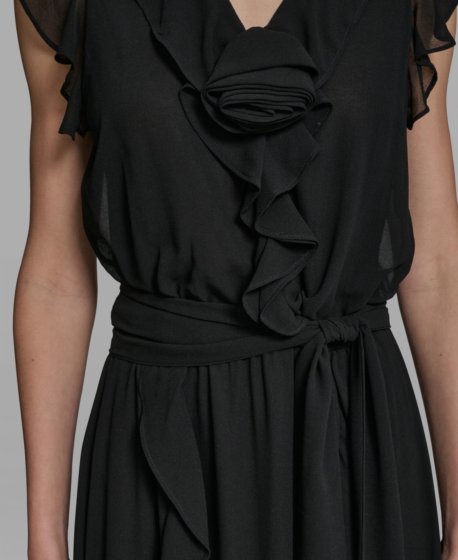 Women's V-Neck Ruffle Trim Dress