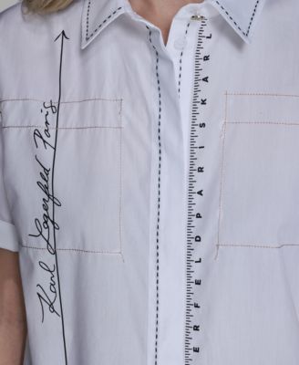 Women's Collared Short-Sleeve Blouse