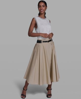 Women's Belted Midi Skirt