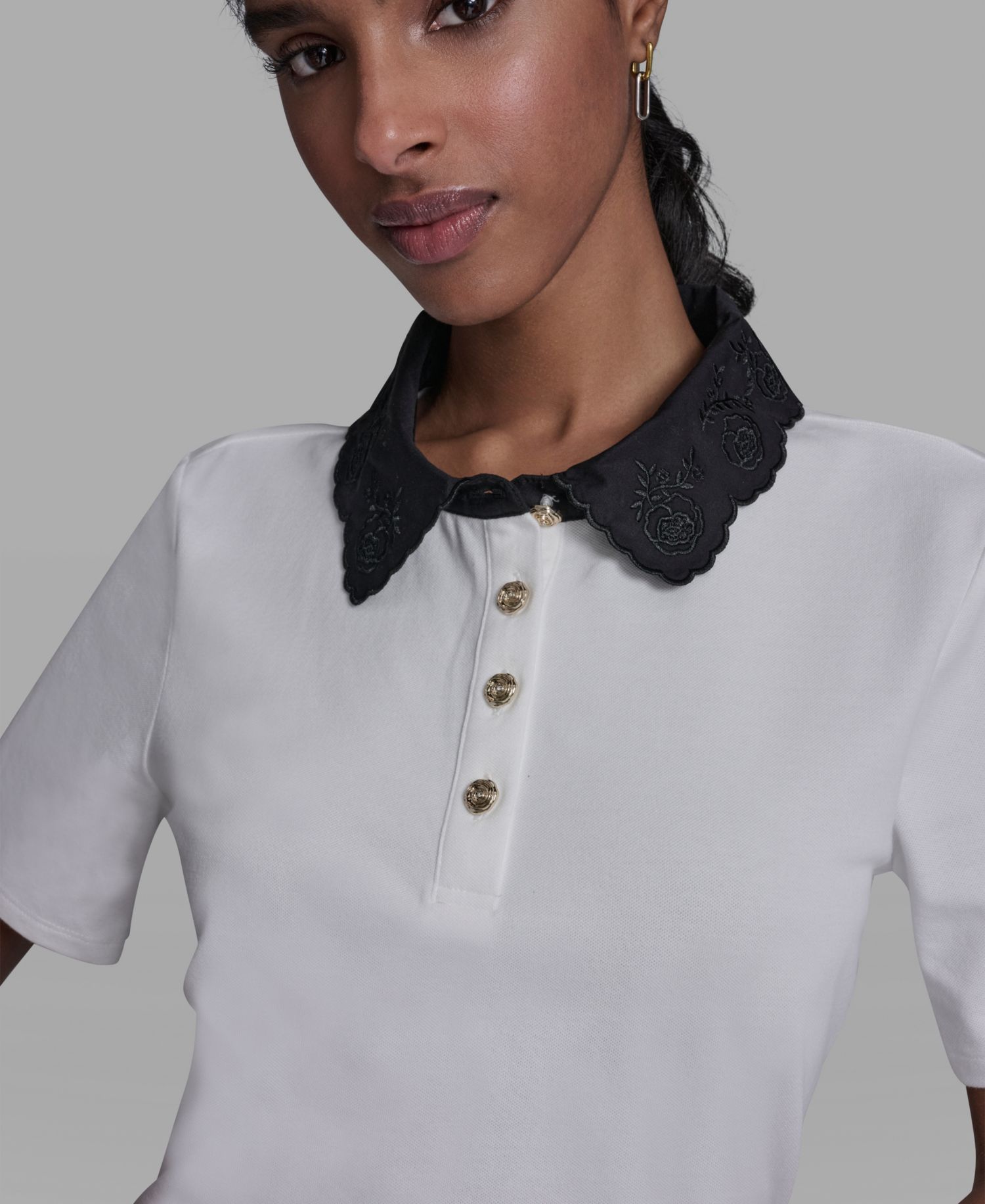 Women's Collared Short-Sleeve Blouse Top