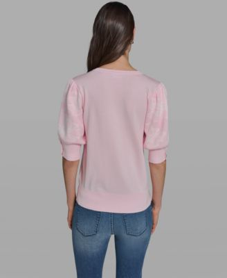 Women's Floral Short-Sleeve Sweater