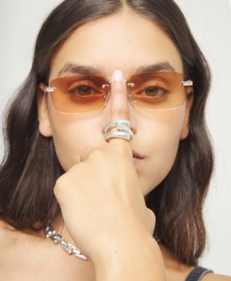 Sterling Silver Plated Alloy Ring in the Shape of a Tube