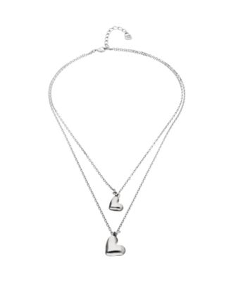 Sterling Silver Double Plated Necklace with Two Hearts