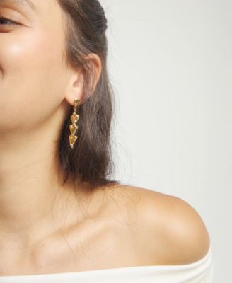 18K Gold Plated Heart Shaped Long Earrings