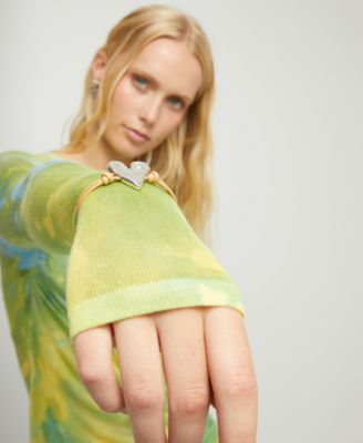 Camel Leather Bracelet with Heart Shaped Sterling Silver Plated Detail