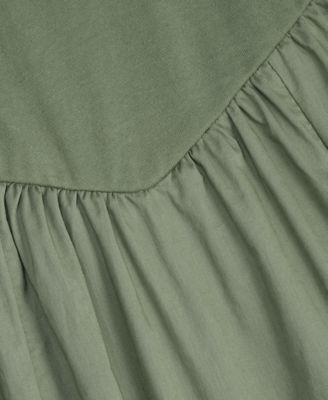 Women's Scoop-Neck Sleeveless Mixed Media Midi Dress