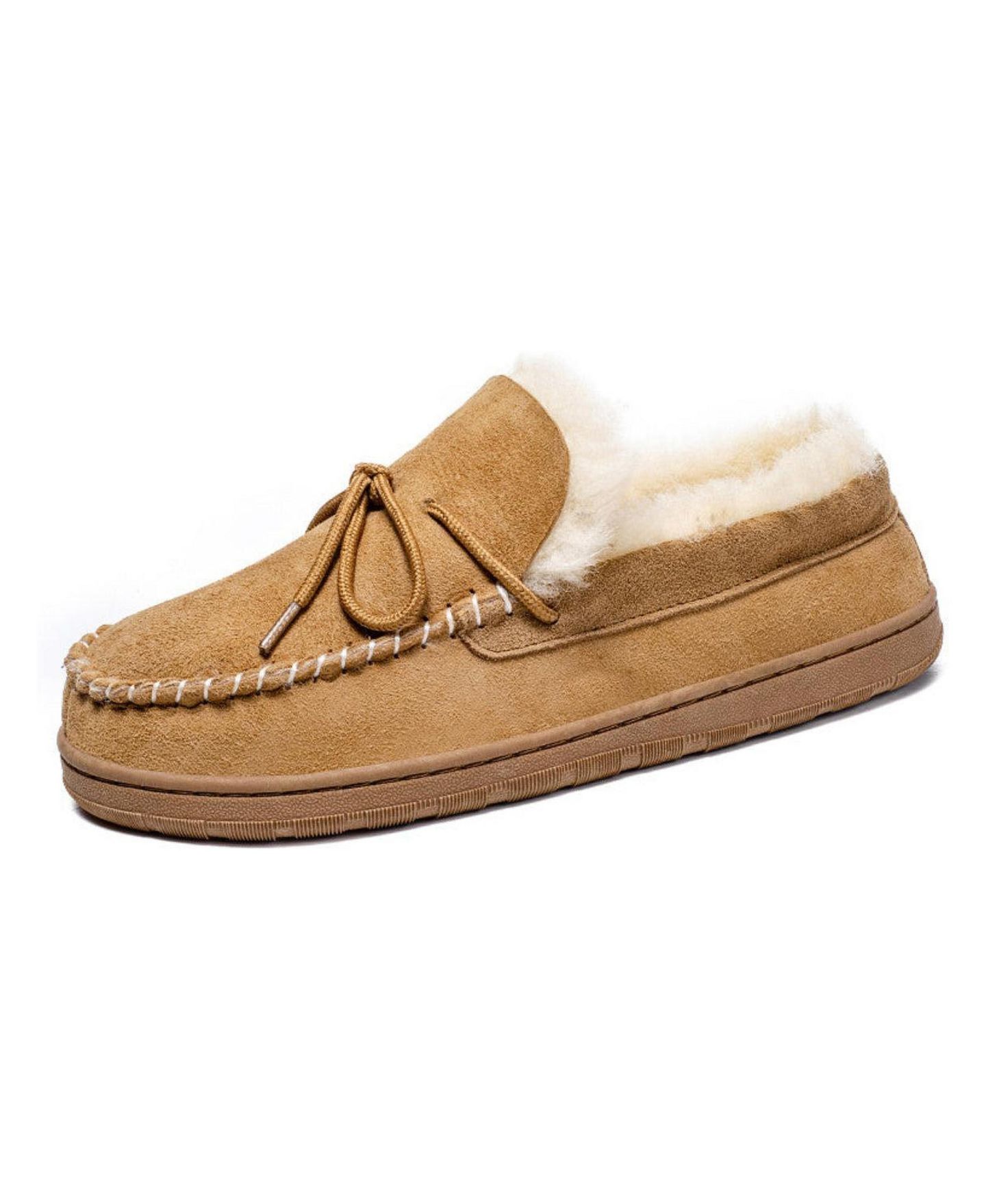 Женские тапочки PAZSTOR Shearling and Suede Moccasin Slippers Spring, цвет: Каштановый — фото 1