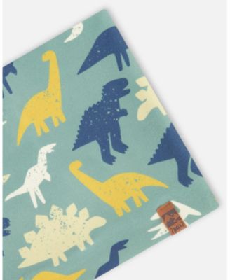 Baby Boys Stretch Jersey Neck Tube Green Dinosaur Print