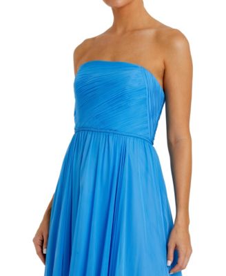 Women's Strapless Chiffon Gown With Braided Belt