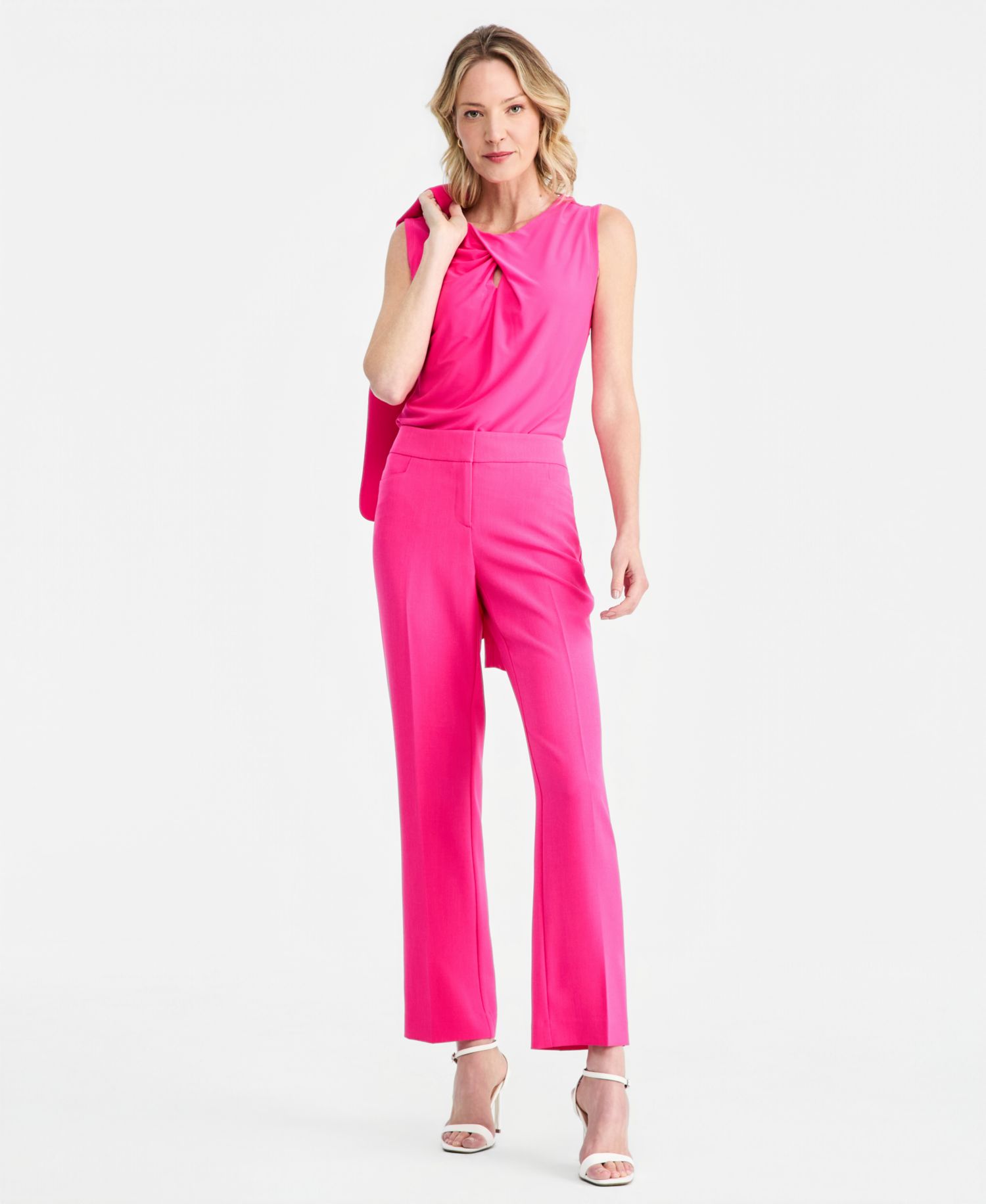 Petite Twist-Neck Sleeveless Top