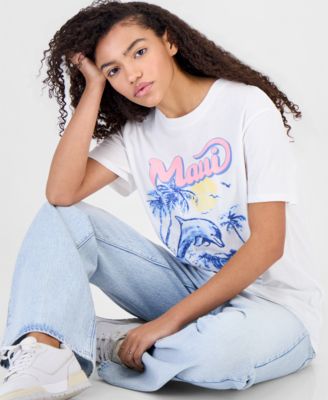 Juniors' Maui Dolphin Graphic Crewneck T-Shirt