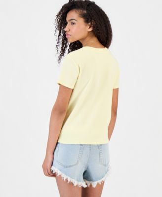 Juniors' Shell Embroidered Crewneck T-Shirt