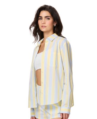 Women's Poplin Notch Collar Long-Sleeve Sleep Shirt
