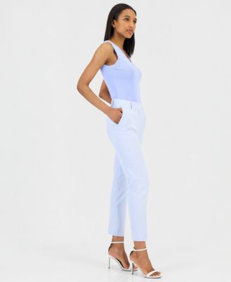 Women's Seersucker Stripe Cotton Slim-Leg Pants