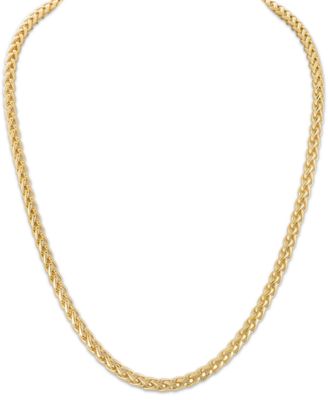 Wheat Link Chain Necklace in 14k Gold-Plated Sterling Silver