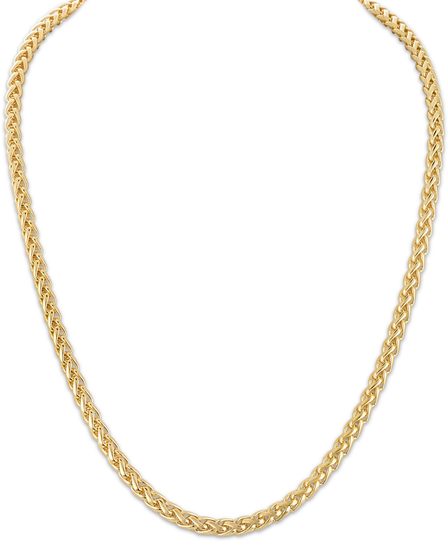 Wheat Link Chain Necklace in 14k Gold-Plated Sterling Silver