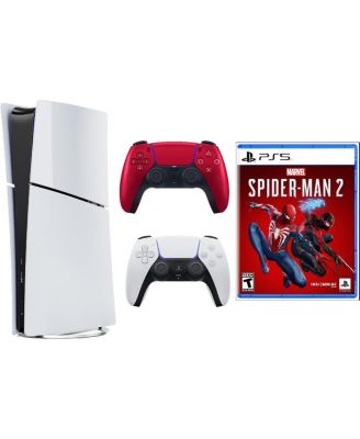 Sony PS5 Digital Edition Console Bundle + Spider-Man 2 & Volcanic Red DualSense