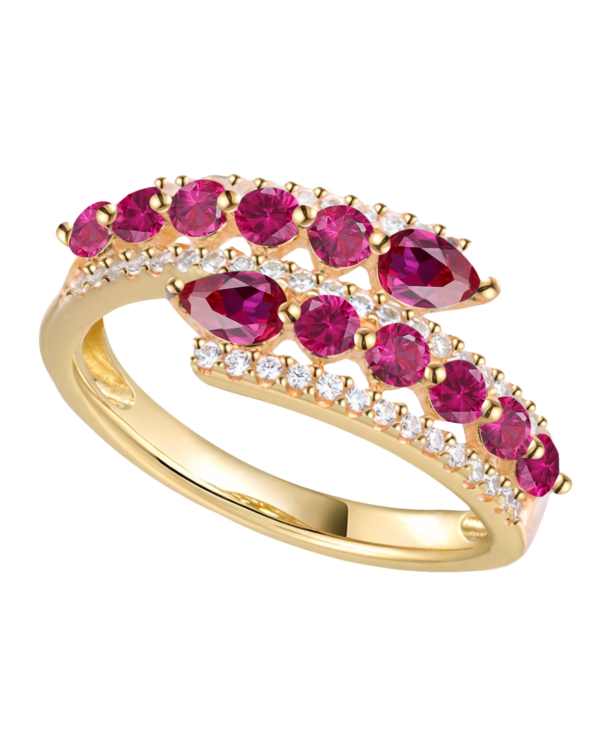 Macy's Lab-Grown Ruby (1-1/8 ct. t.w.) & White Sapphire (1/3 Ring 14k Gold Over Sterling Silver