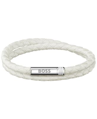 Men Ares Summer Stainless Steel White Nylon Cord Bracelet