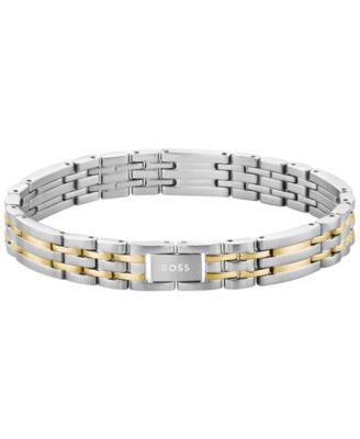 Men Wesley Stainless Steel Ionic Plated Thin Gold Steel Bracelet