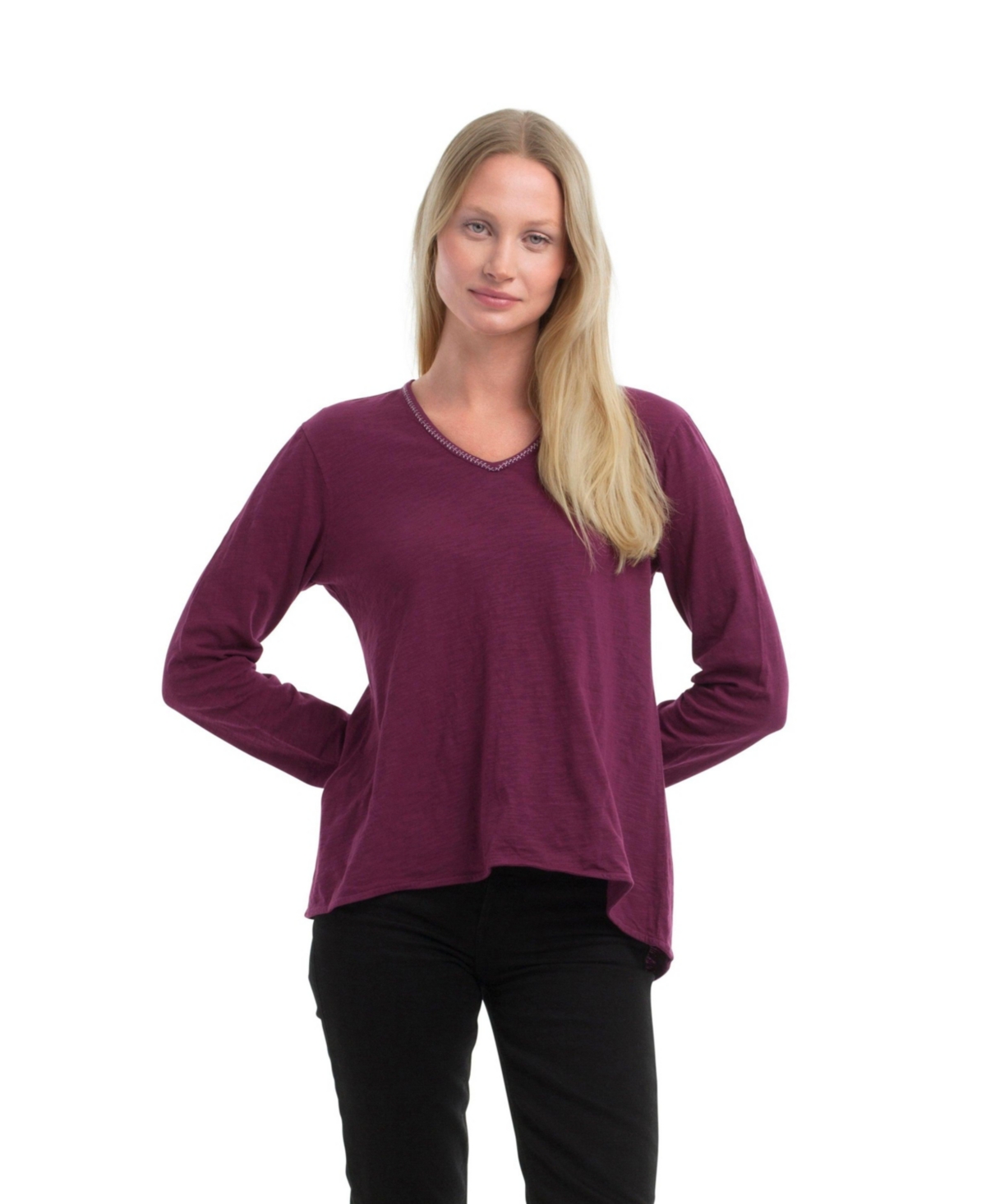 Wilt Clothing Women's Metallic Thread V-Neck Tee