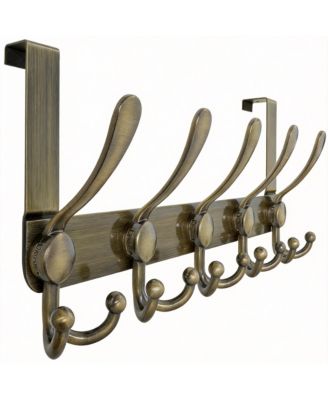 Stainless Steel Over-the-Door Hook Rack, 5 Hooks, Easy Assembly, Universal Fit
