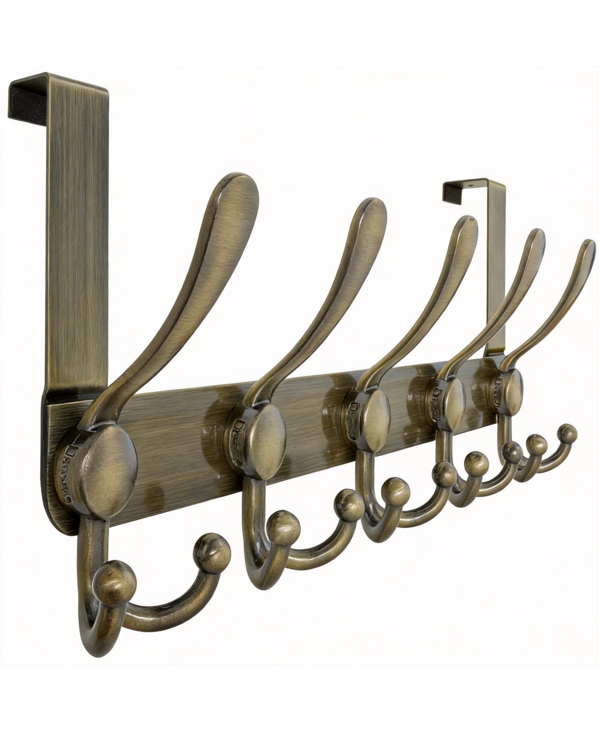 Yigii Stainless Steel Over-the-Door Hook Rack, 5 Hooks, Easy Assembly, Universal Fit - brown