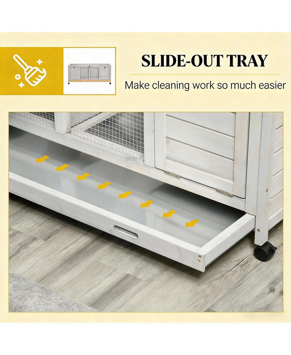 Aostirmotor Mobile Outdoor Cat House - Wooden Hutch on Wheels, Secure & Weather-Resistant