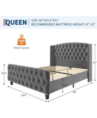 Queen LED Bed Frame with Storage Headboard & Drawers - No Box Spring Needed