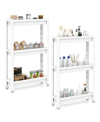 3-Tier Slim Rolling Storage Cart 2-Pack with Wheels, Mobile Bathroom Organizer