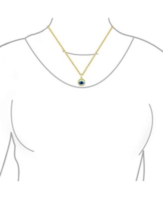 Turkish Spiritual Round 3D 14K Gold Evil Eye Necklace Pendant Charm Chain Not Included