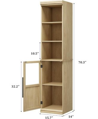70" Bathroom Storage Cabinet, Tall Narrow Storage Cabinet with Open Shelves Boards Narrow for Small Spaces, Bathroom, Laundry Room