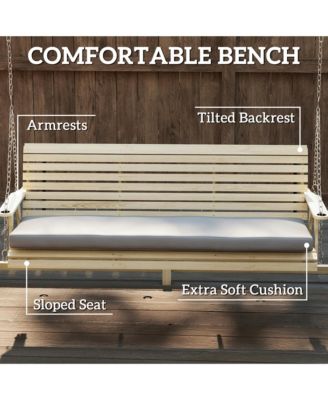 3 Seat Porch Swing with Cushion and Side Trays